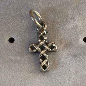 Very small Sterling Silver Celtic Cross mini tiny charm.
